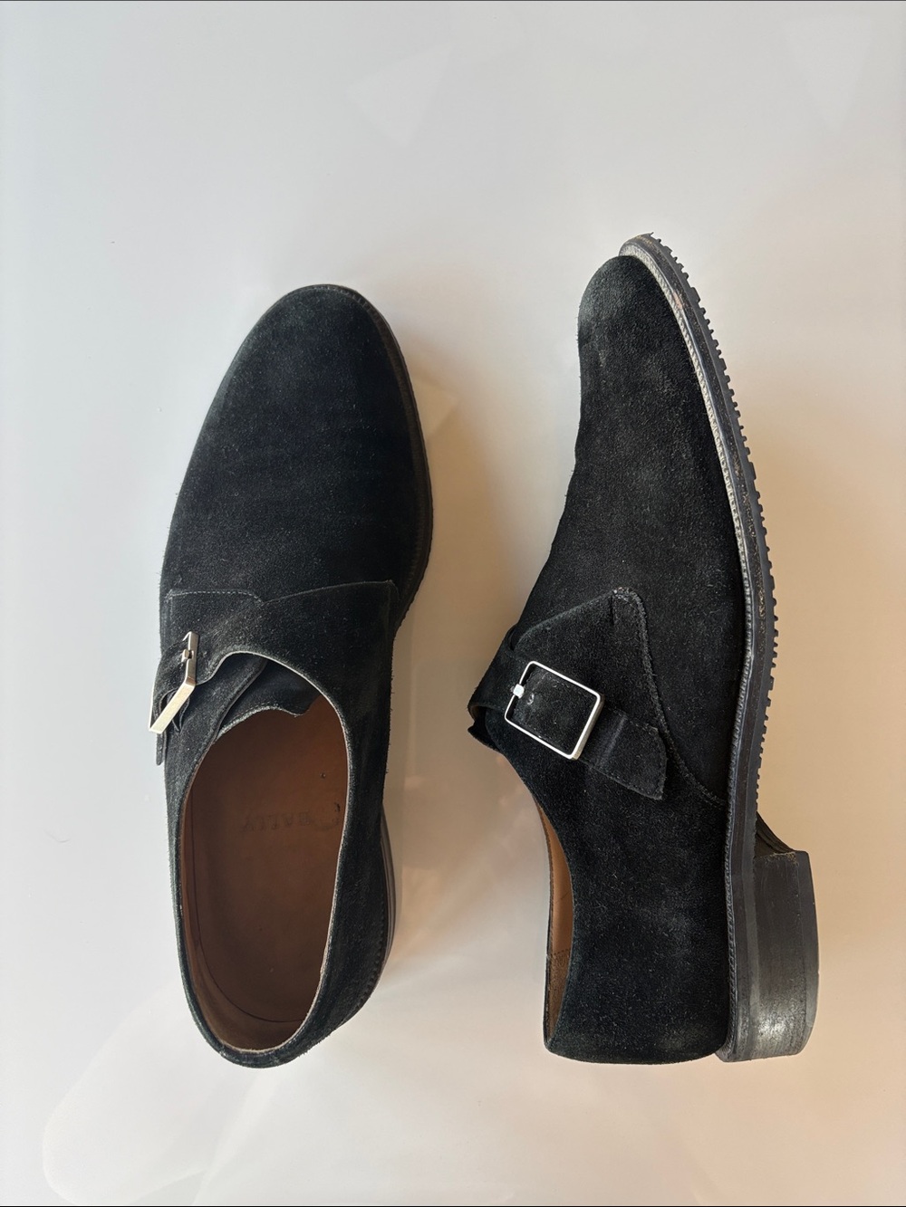 Bally Black Suede Single Monk Strap Derby Shoes